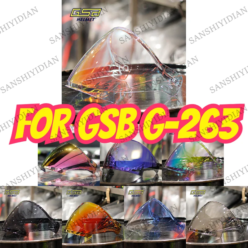 FOR GSB G-263 Motorcycle Full Helmet Lens Color Transparent Mirror Motorcycle Road Helmet Gold Plated Original Lens
