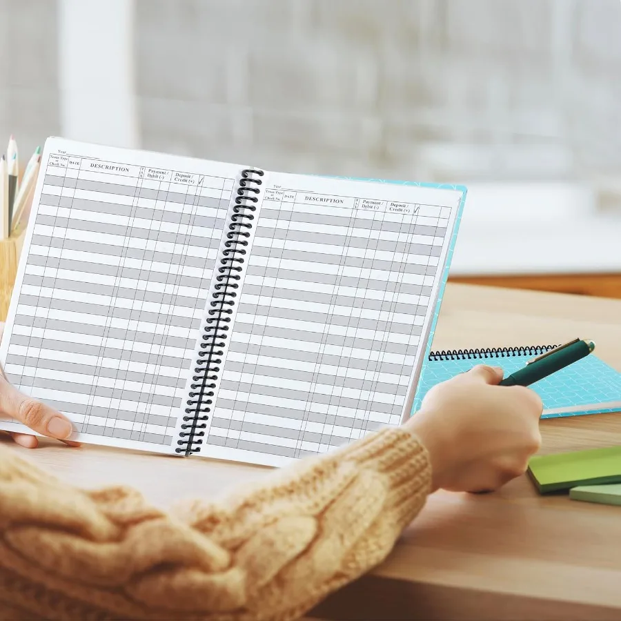 プレミアムチェックブックレジスター、デビットカードレジャー、ノートブック（チェックアカウントの取引を追跡するためのビジネスレジャー、現金ログ用）