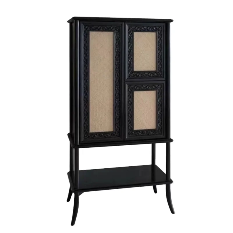 

Американский классический книжный шкаф из цельного дерева, Южный Восток, Азии, ретро-стиль, резной сервант из ротанга