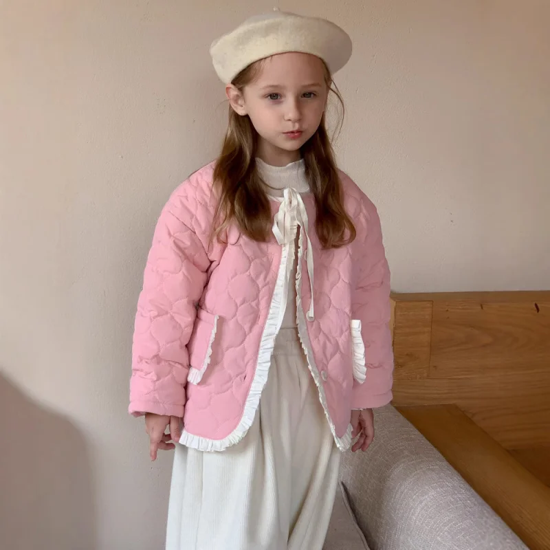 

Girls' Cotton Jacket Winter New Trendy Cotton Coat Baby Cute Ruffled Thickened Outerwear