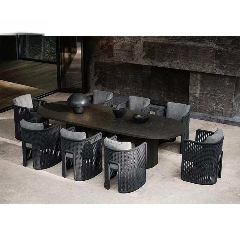 Home and Garden Furniture Rattan Outdoor Aluminum Conversation Patio Set Wicker Chair Weaving Rope Sofa Garden Set
