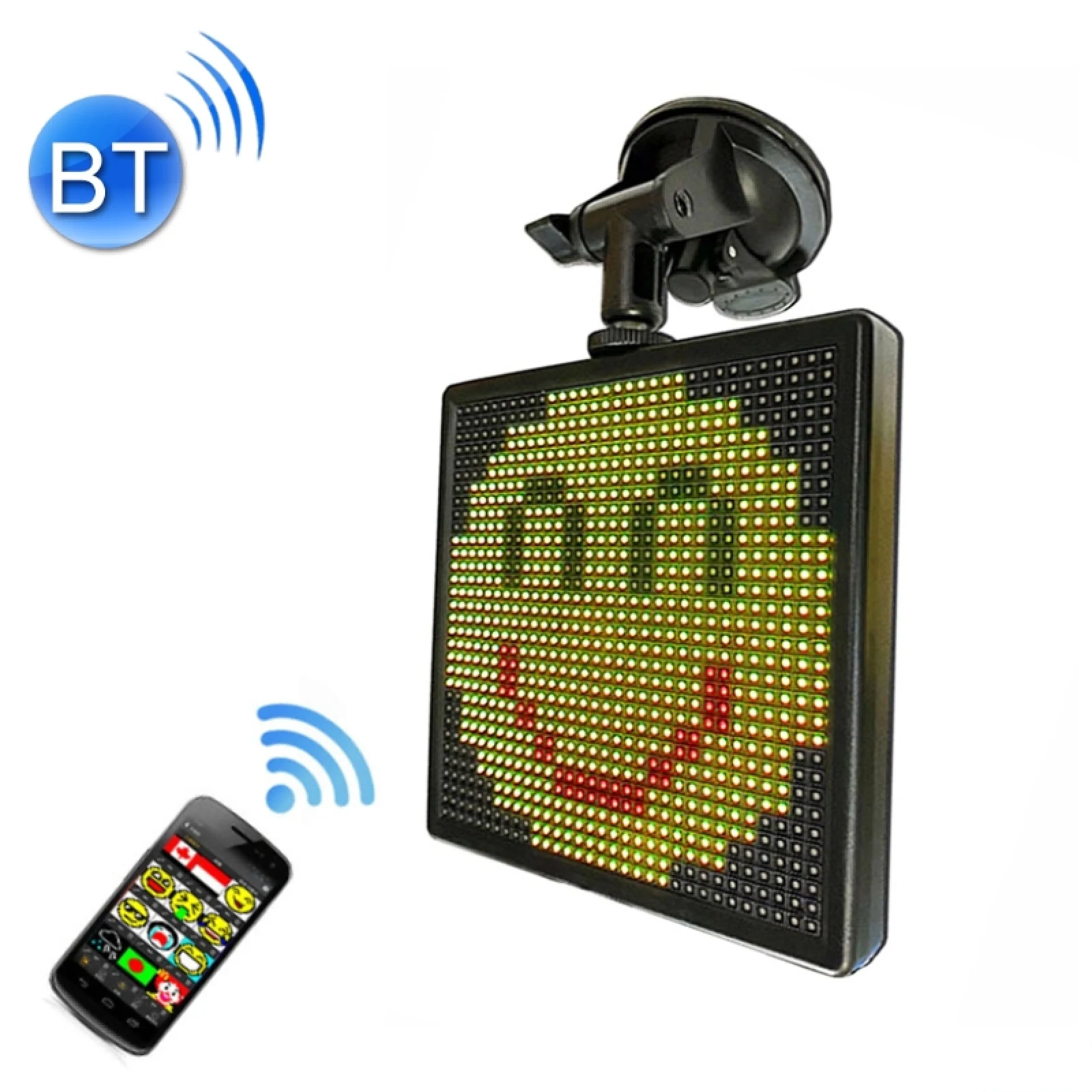 Car Atmosphere Lamp Decorative Light Full Color Wireless APP Control Smiley Faces LED Car Sign LED Display Lighting Board