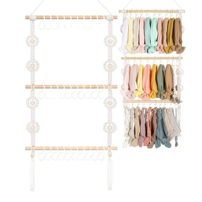 

Bow Organizer Headband Holder Hair Bow Hanger Wall-Mounted Woven Rack Multi-Layer Display Tool For Dormitory Bedroom Nursery