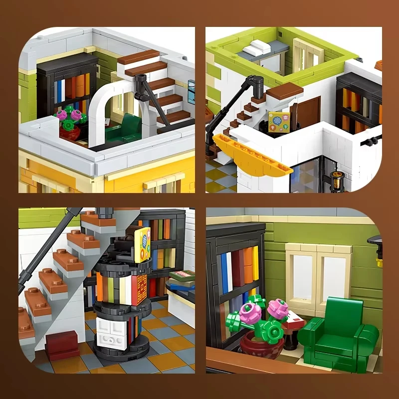 3621-teiliges MOC-Bauset mit umgedrehtem Magic Book House, einzigartiges Street View-Architekturmodellbausatz für Sammler für Kinder und Erwachsene