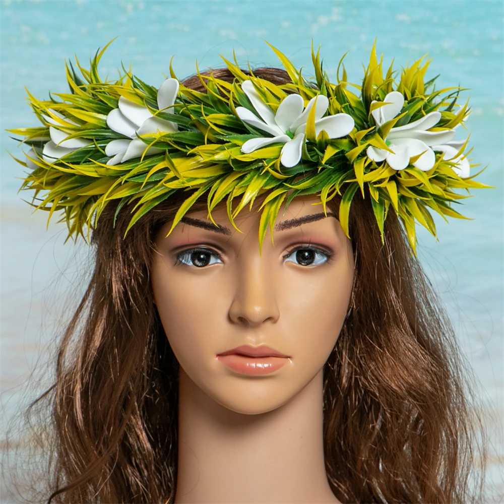 NEW Artificial  Spring Grass Hawaii Headband Haku Aloha Tahiti Hula Dance Celebration Event Crown Floral Garland Headpieces