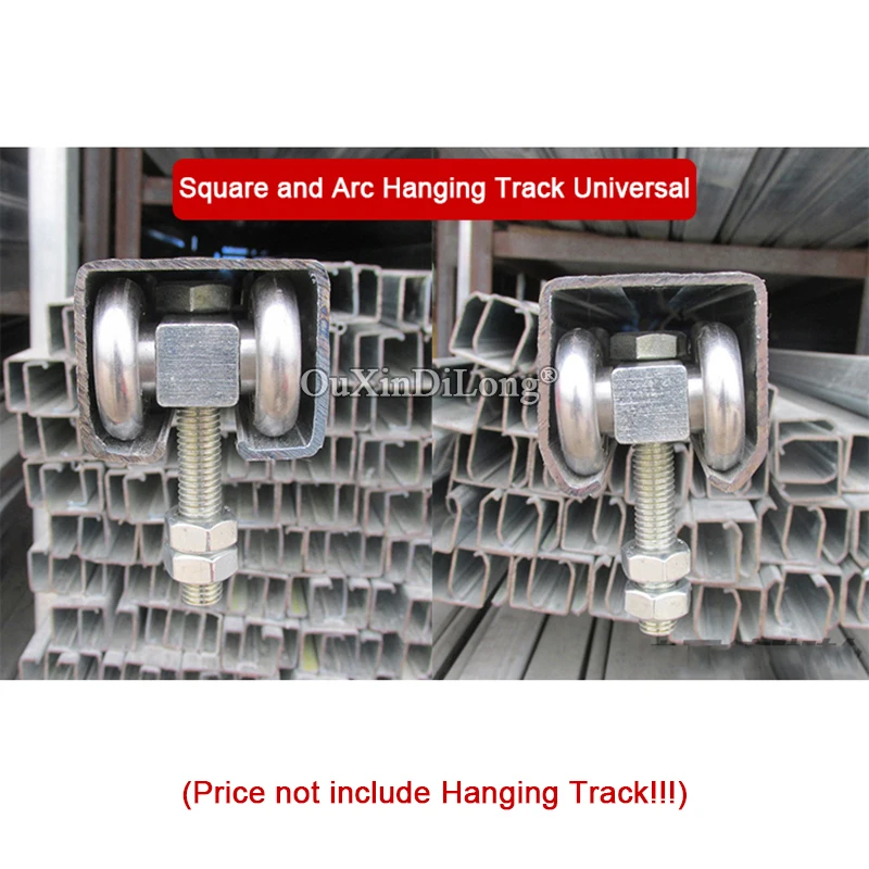 4PCS Heavy Duty Sliding Door Rollers Industrial Steel Rail Hanging Trolley Wheels Factory Track Bearing Pulleys Loading 450KG