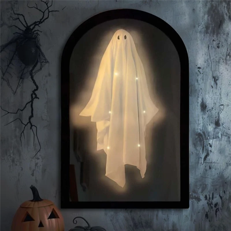A64Z LED Light Hologram Ghost Mirror For Halloween, Hologram Decor For Indoor, Bedroom, Kitchen, Fireplace