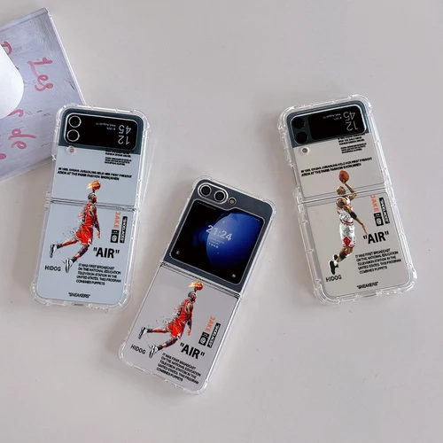 럭셔리 브랜드 스니커즈 농구 선수 휴대폰 케이스, 삼성 갤럭시 Z 플립 3 4 플립 5 6 Z 폴드 5G PC 소프트 낙하 방지 후면 커버 