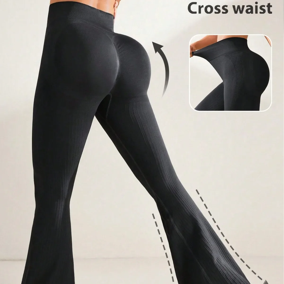 

Женские расклешенные брюки для йоги 2025 года — моделирующие брюки-клеш с высокой талией для фитнеса на открытом воздухе и эластичные широкие брюки для тренировок