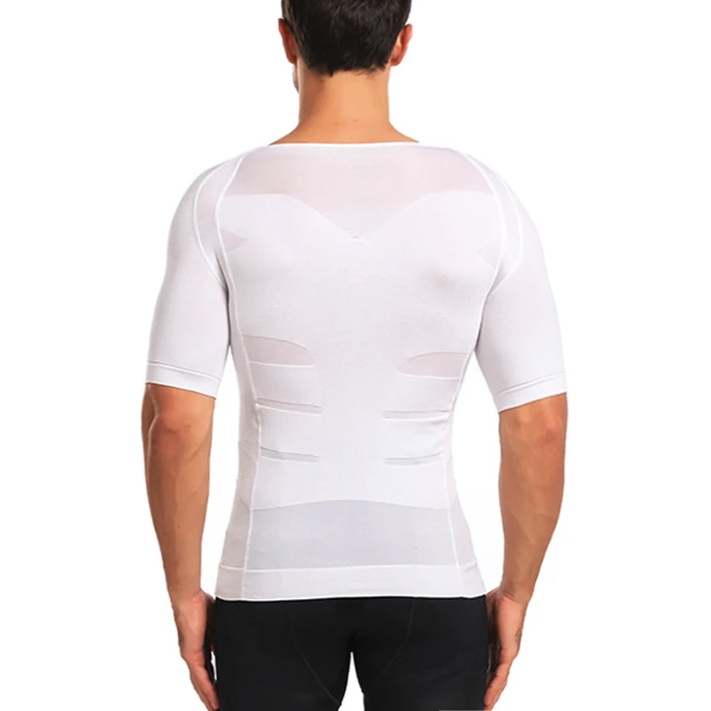 Moldeadores de cuerpo para hombre, camiseta de manga corta ajustada para Abdomen, ropa interior adelgazante, moldeador de senos