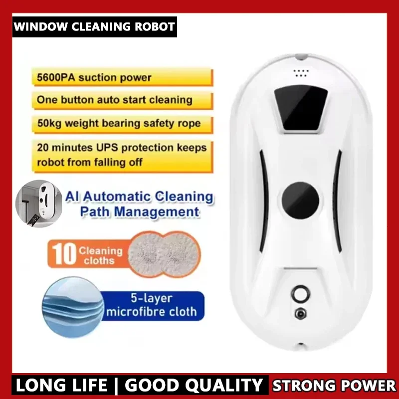 

Automatic Window Cleaner Robot White with Intelligent Path Planning Edge Detection Technology Remote Control for Home Cleaning
