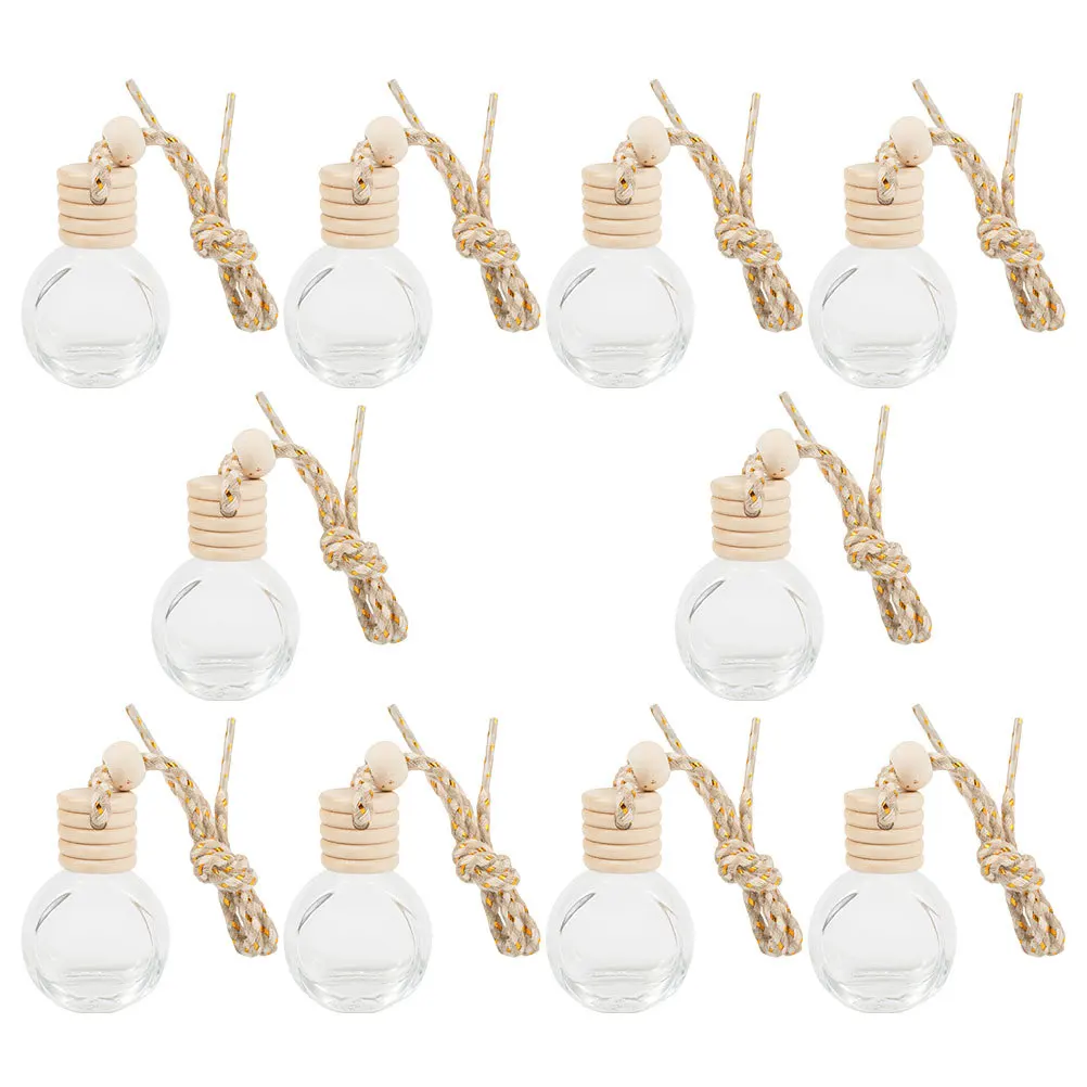

10Pcs Car Hanging Diffuser Bottle Glass Perfume Bottle Empty 10Ml Refillable Essential Oil Diffuser for Vehicle Scent and