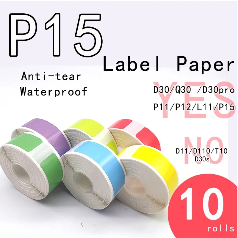 P15 Label Tape 15*30 Kleurrijke P15 Zelfklevende Lable Papier Pak Voor P15 P11 P12 Label Tape Pd30thermal Label