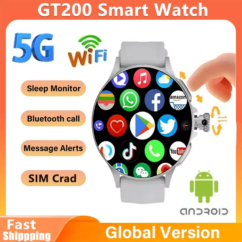 

Умные часы GT200 имеют 1,95-дюймовый HD-экран Amoled 750*750 со слотом для SIM-карты, GPS, WIFI, Bluetooth, вращающаяся камера.