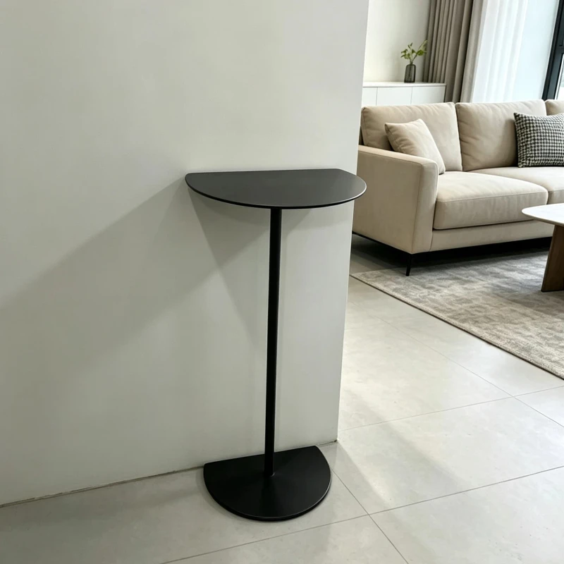 Modern SemiCircularSide Table, Metal Mobile End Table for Living Room Sofa Corner, Accent Organizer Rack for Entryway Home Decor image 5