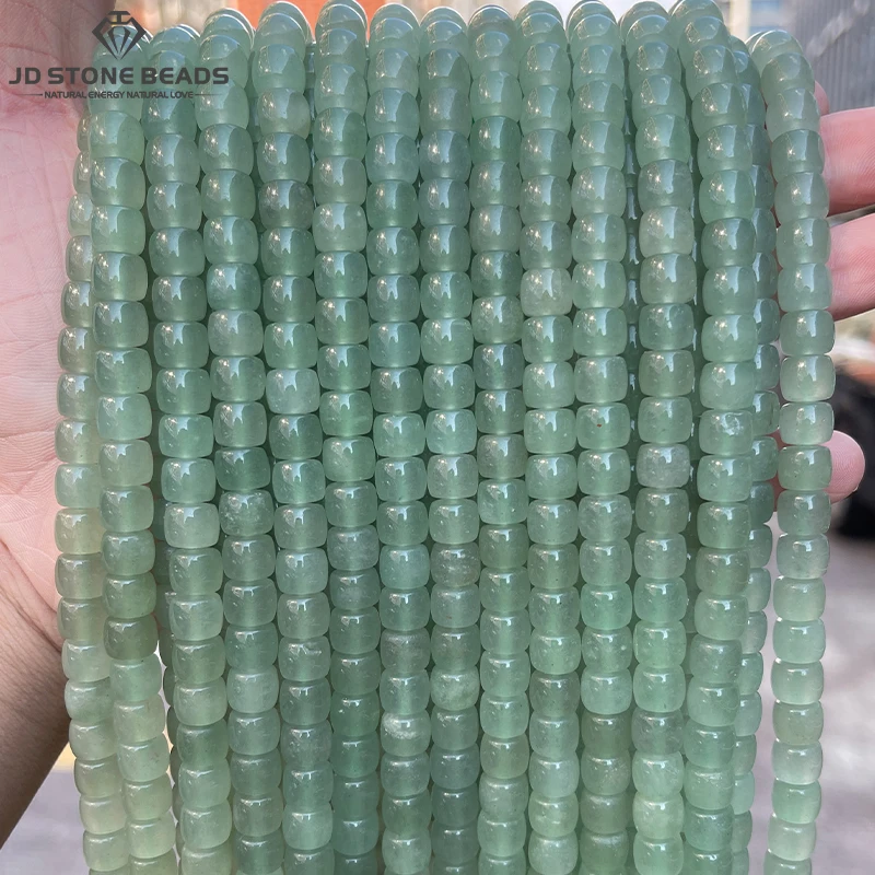 Natural Stone Green Aventurine Barrel Shape Bead Smooth Loose Spacer Bead for Jewelry Making DIY Bracelet Necklace Accessory