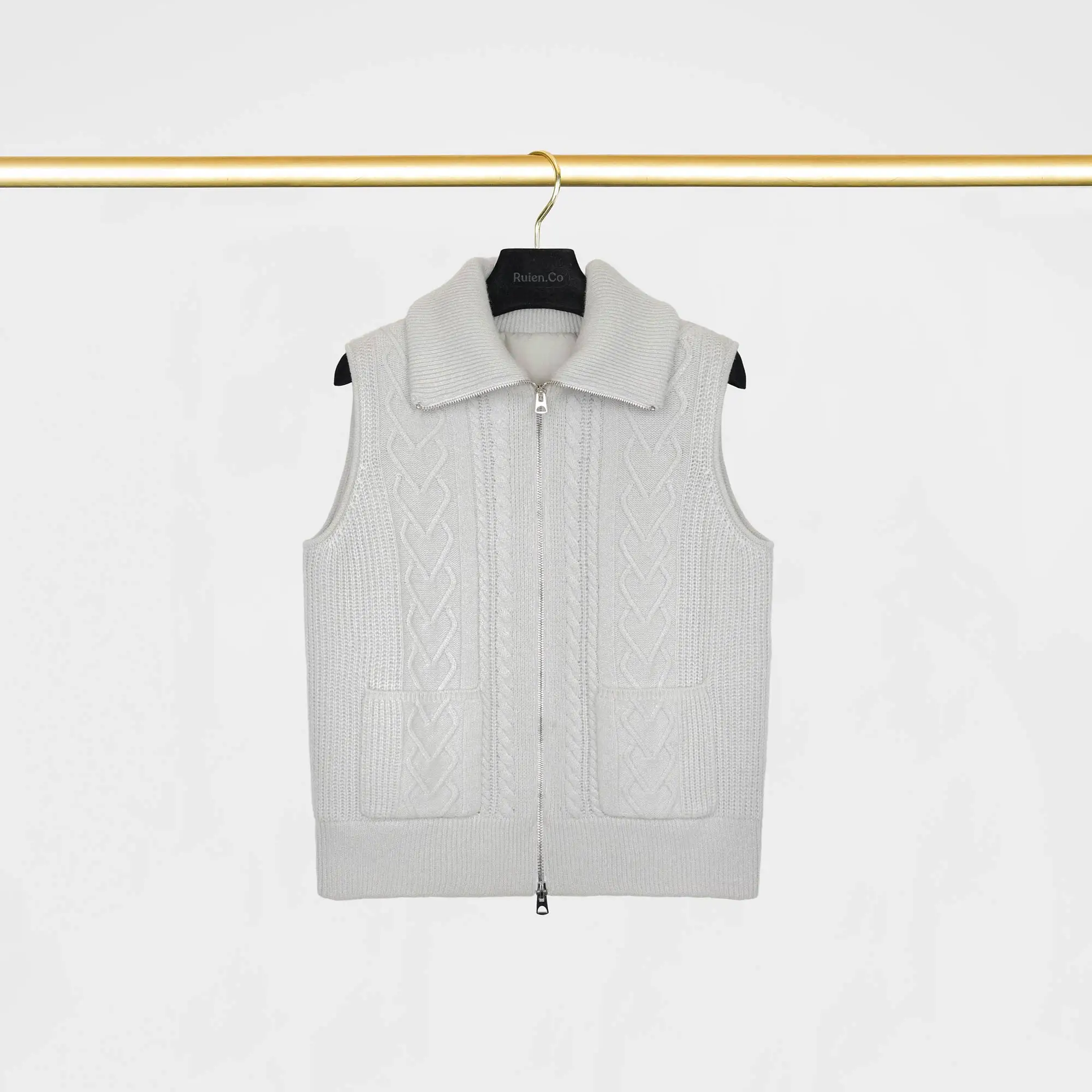 

Вязаный жилет MORO из мериносовой шерсти с эффектом косы, осенне-зимний вязаный свитер, женский модный открытый кардиган на молнии