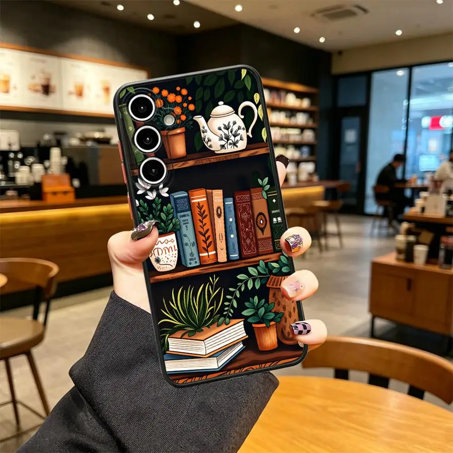 Phone Cover Case for Samsung Galaxy A52S A72 A73 A33 A16 A15 A14 A23 A34 A56 A53 A17 A52 A54 A35 A55 A36 Bookshelf Plant