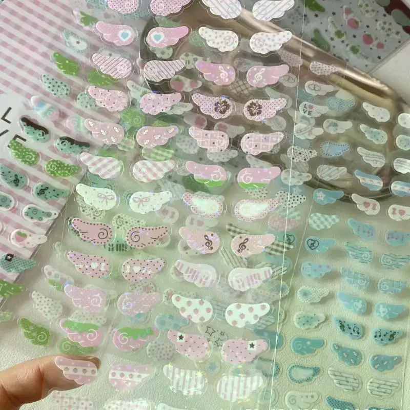 

1/4 шт., крылья, любовь и клубника, клевер, звезда, сверкающая вспышка, пленка, наклейки для телефона, камеры, винтажное украшение для скрапбукинга