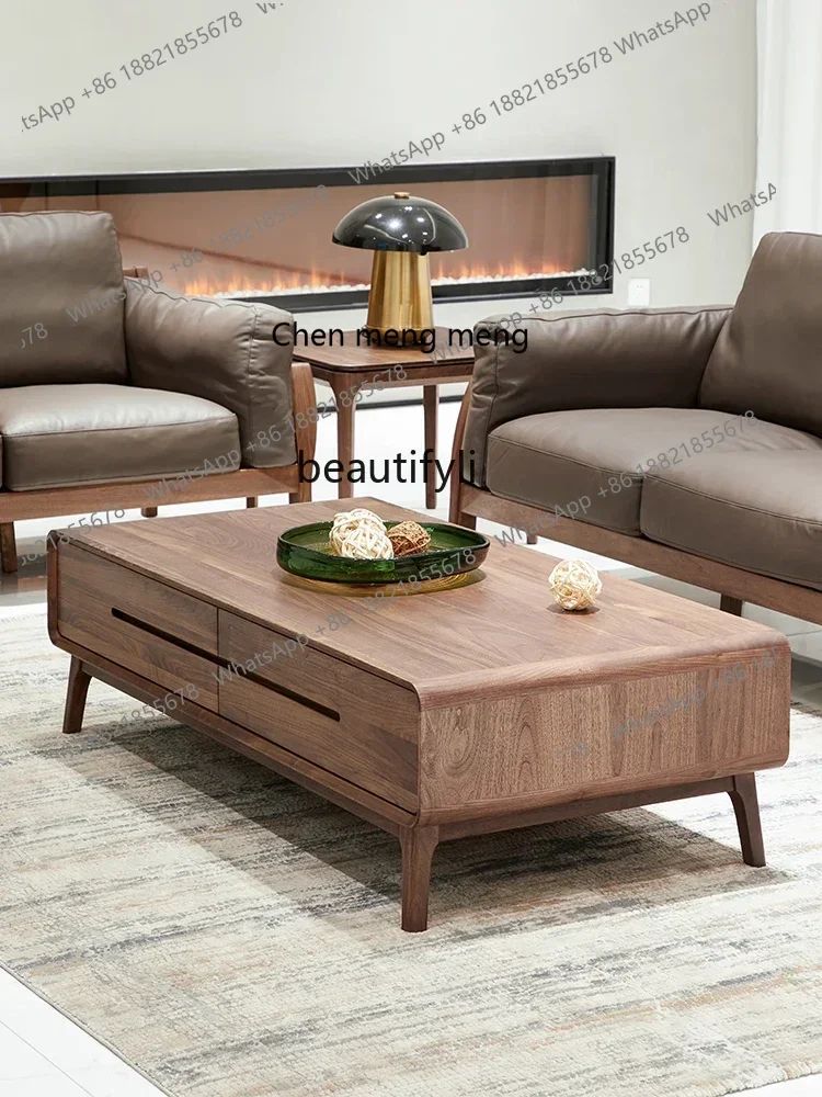 

D176 North America Black Walnut Wooden Tea Table Simple Full Solid Wooden Tea Table Tea Table Nordic Living Room Furniture Hom
