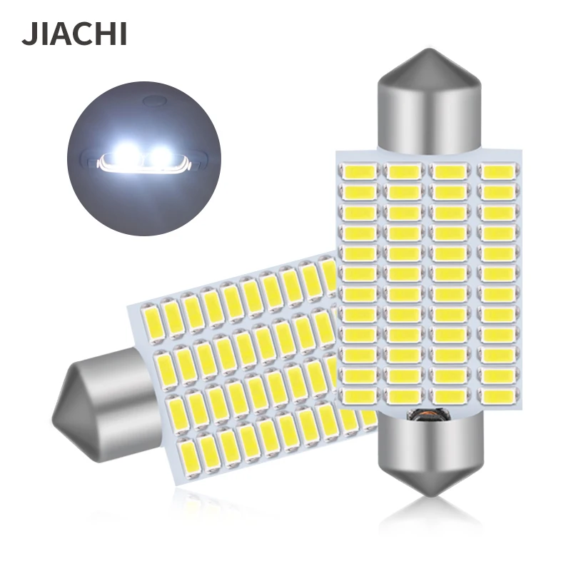 JIACHI 100PCS LED C5W C10W Car Festoon 41mm 42mm 3014Chip For Auto Interior Map Roof Reading Lamp Replace Bulb Cool White 12-24V