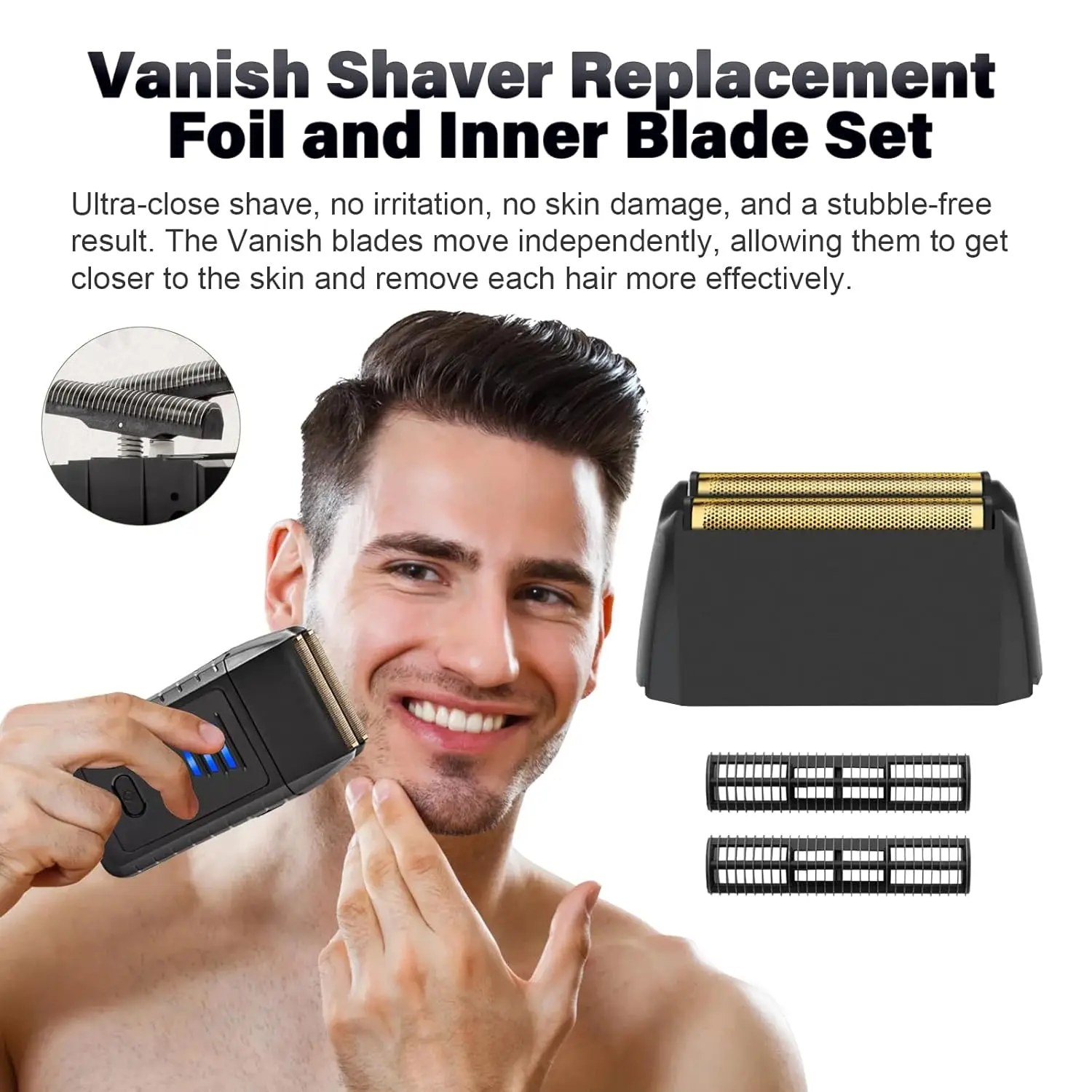 Replacement Foil & Cutter Bar Assembly Compatible For Wahl 5 Star Series Vanish Shaver 8173-700 Razor Head Blade
