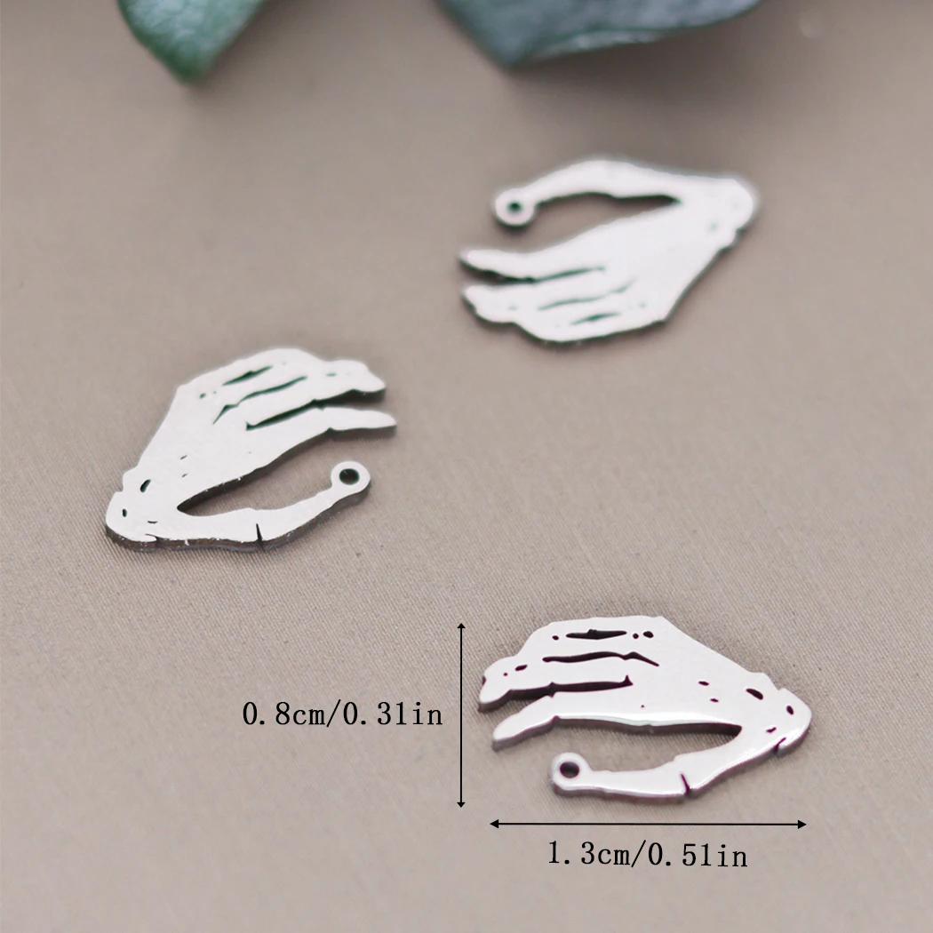 3pcs Stainless Steel Skull Hand Charms Skeleton Halloween Pendants For DIY Jewelry Making Accessories Handmade Crafts