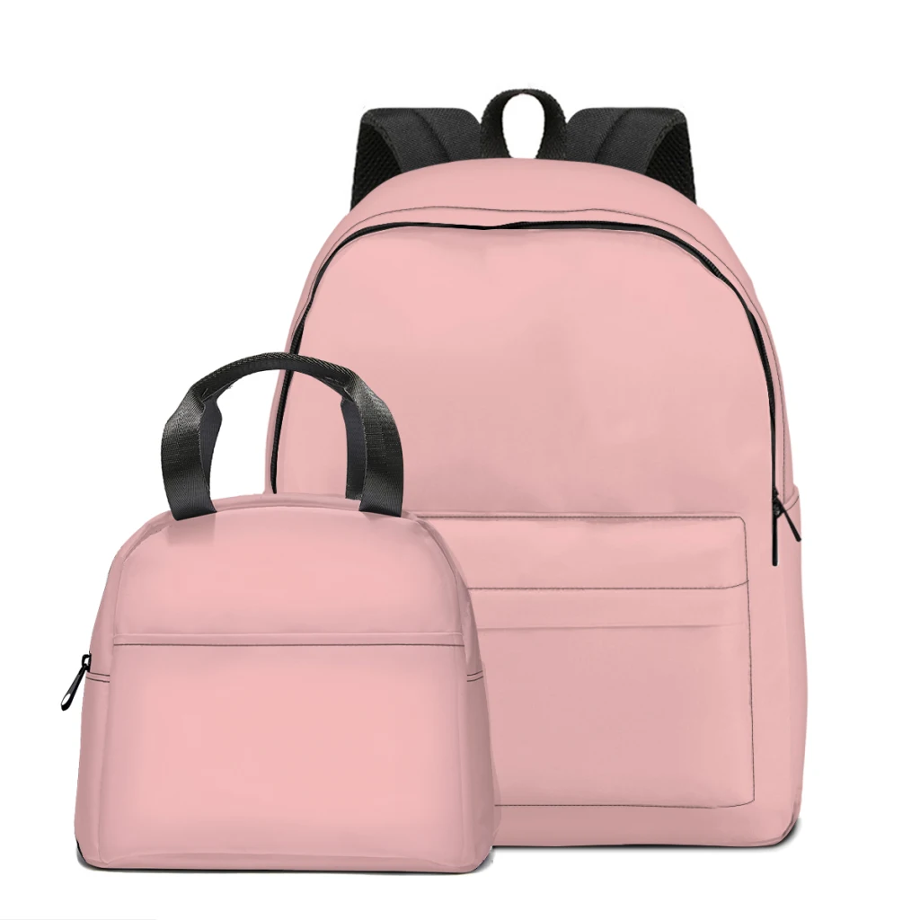 New Fashionable  Solid Color Backpack Bag Large Capacity Trendy Book Bag Multi-pockets Adjustable 17inch