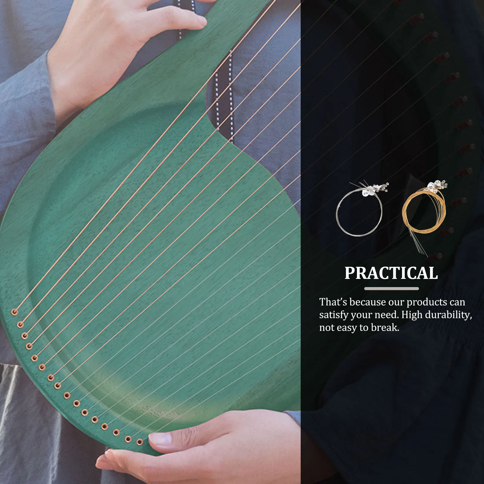 

1 Set 24-String Lyre Strings Full Set Steel Copper Material Durable Music Instrument Accessories Replacement For Harp Stringed