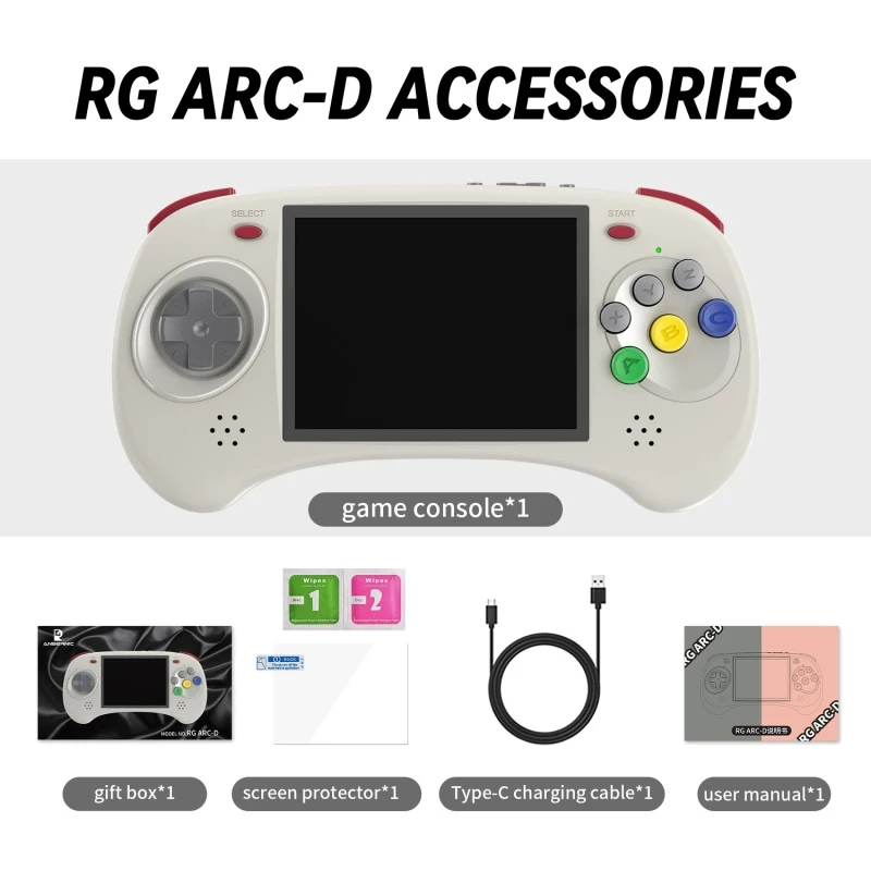 ANBERNIC RG ARC-D konsol Game genggam, konsol Game genggam sistem Linux / Android 11 4 inci layar IPS 256G