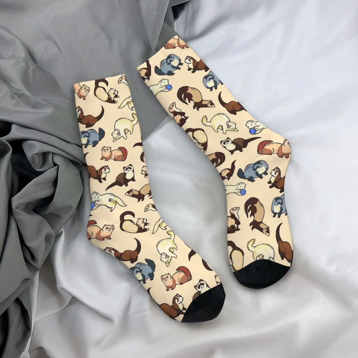 Calcetines de baloncesto de animales de Hurón, medias de tubo medio de poliéster, antideslizantes, Unisex, Hip-hop, regalos para niños