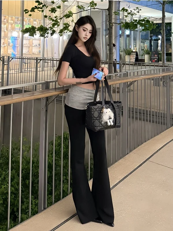 Lage taille Amerikaanse Sle Casual broek Dames Slim Fit Yogabroek Hoogbouw Lange broek Rechte pijpen Broek Zomer 2025