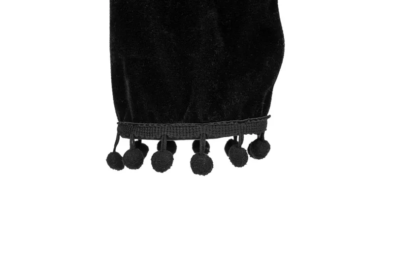 Mittelalterliche Steampunk-Jacke, Schwarze Quasten-Stehkragen-Kurzjacke, Damen-Gothic-Mantel, Nabelfreier Langarm-Retro-Slim-Fit-Mantel – Detail 9