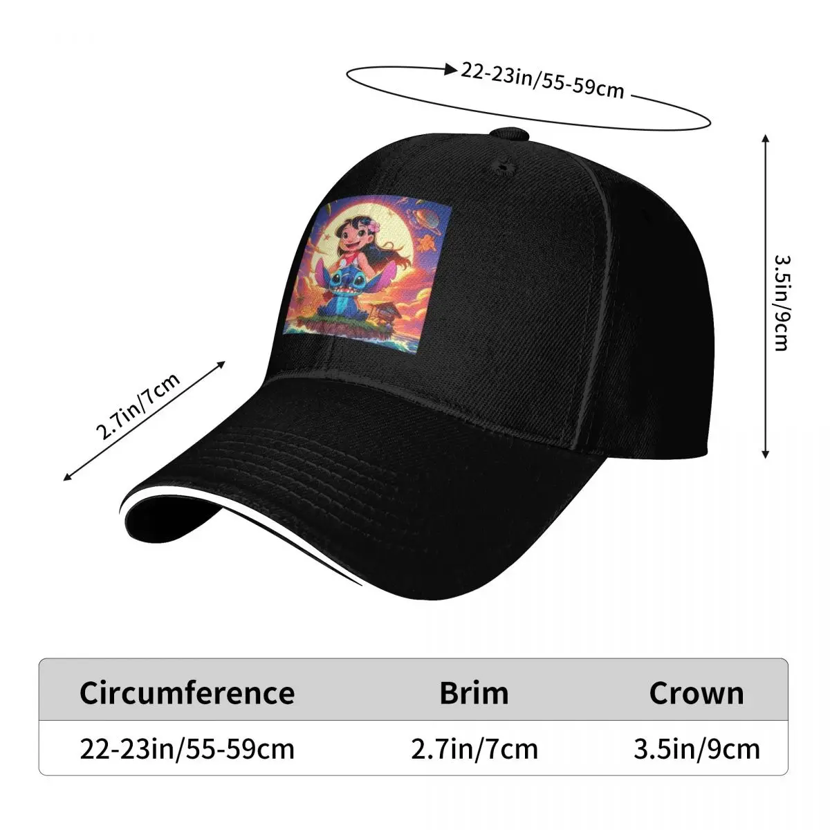 Lilo & Stitch Cap Fashion Casual Baseball Caps Adjustable Hat Hip Hop Summer Unisex Baseball Hats Customizable Polychromatic