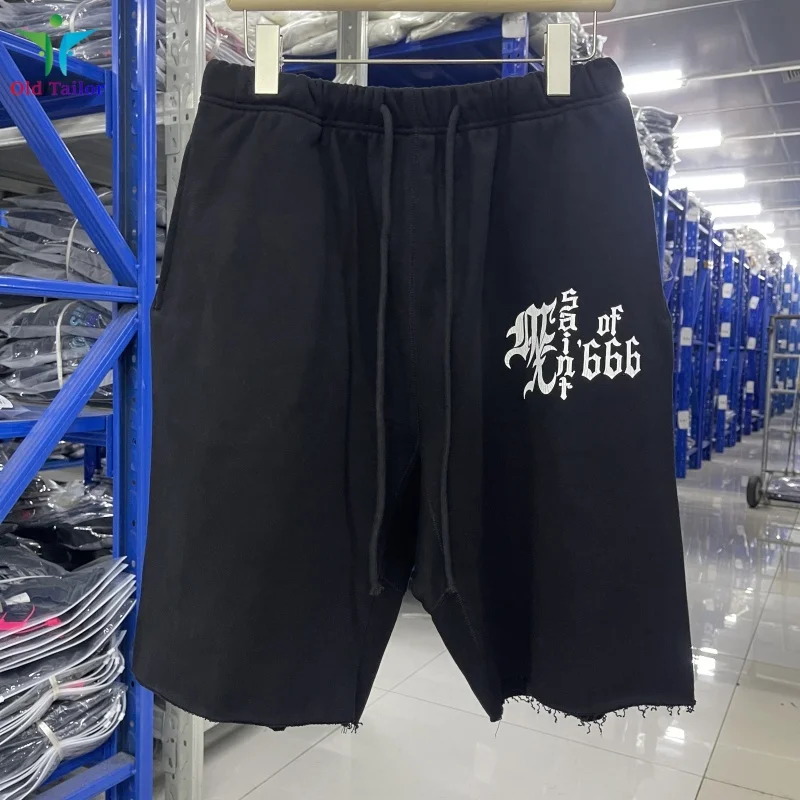 

Latest SAINT Black Print Loose Drawstring Mens Womens Cotton Casual Trendy High Street Shorts Shorts Breeches
