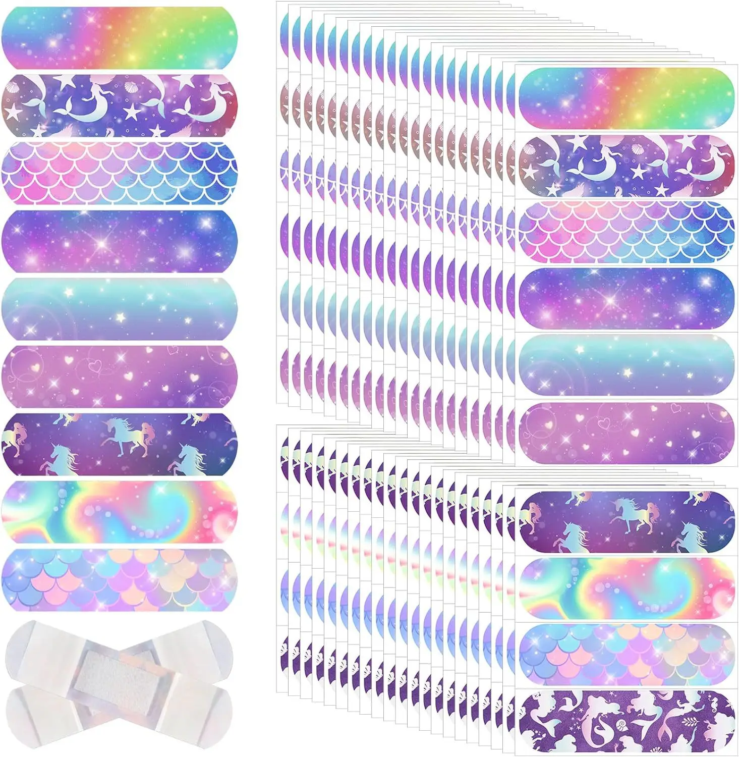 10pcs/set Colorful Heart Mermaid Pattern Band Aid for Girls Wound Plaster Kawaii Dressing Patch Tape Strips Adhesive Bandages