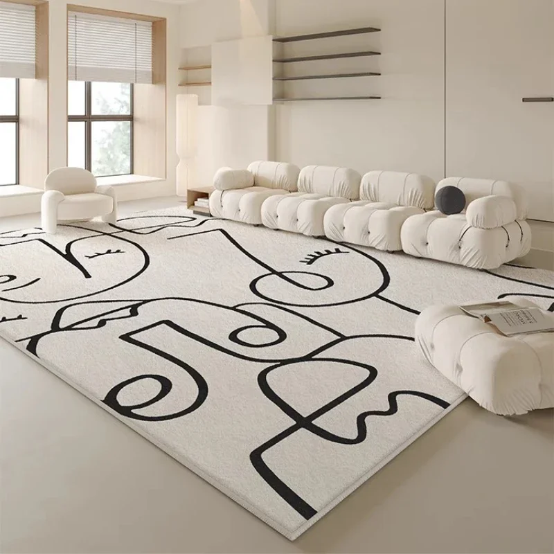 Black White Minimalist Striped Rugs Artistic Lines Decorative Carpet Comfortable Soft Large Size Living Room Carpets Bedroom Mat