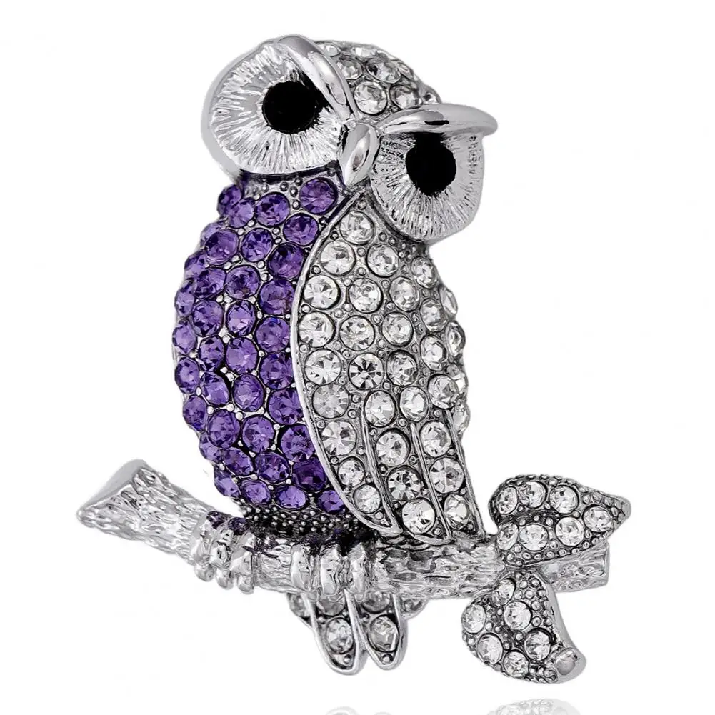 Alloy Owl Jewelry Rhinestone Owl Brooch Pin Alloy Bird Lapel Pin Decorative Jewelry Accessory for Suits Coats Bags Women Men