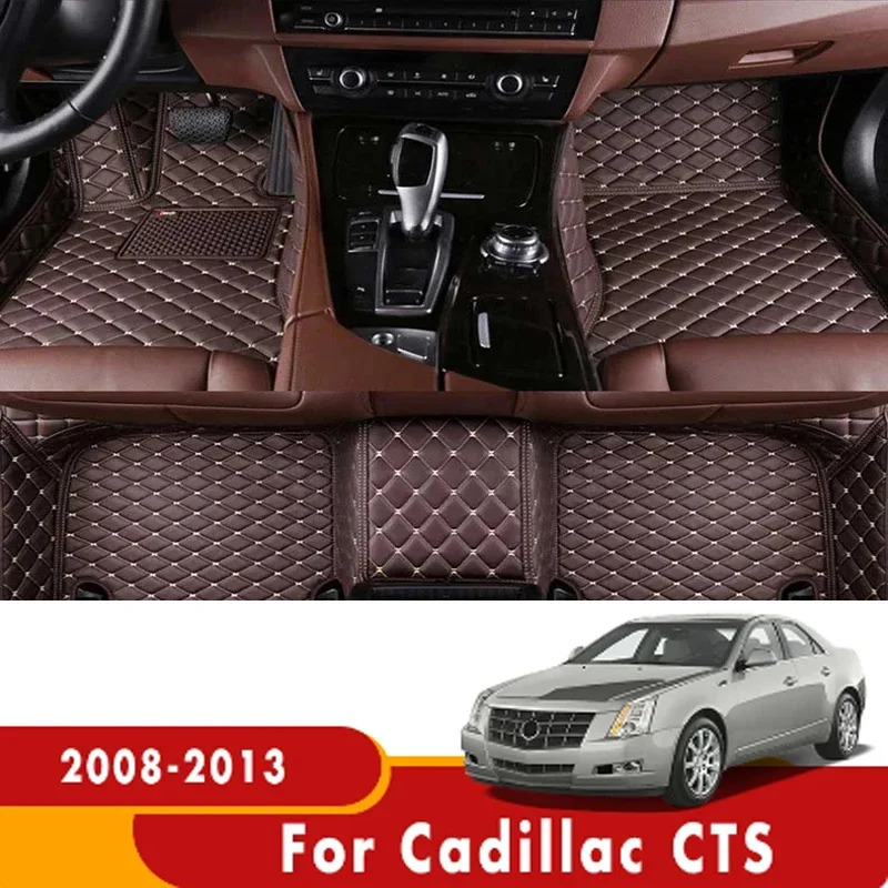 TOP Car Floor Mats For Cadillac CTS 4 doors 2008 2009 2010 2011 2012 2013 Leather Interior Auto Rugs Accessories Carpets Parts C