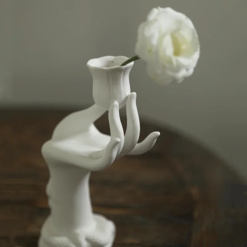 

16wwCeramic Candle Holders Arm Lifting Flowers Hand Candlesticks Porcelain Crafts White Finger Ceramic Candleholder Home Decorat