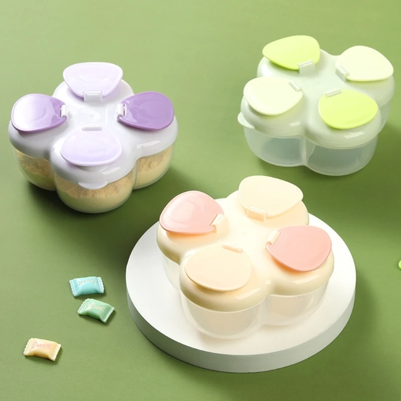 

Portable Formula Storage Container 4 Individual Compartments Spin Lock Lid For Travel Parents Fitness Enthusiasts 24BE