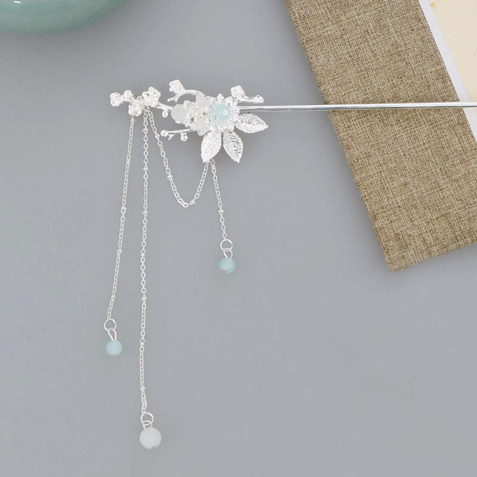 Chinese Style Alloy Hair Stick Chopsticks With Fringed Silver Flower Tassels Hairpins Retro Cheongsam Hanfu Decor Hair Clasp view 3