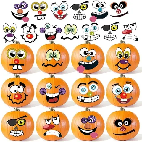 36-pack Halloween pumpa dekorationsklistermärken Mini Gör 36 små pumpa ansikte klistermärken för Halloween barn småbarn festgåvor 10 best sales North Face Pegatina - №1