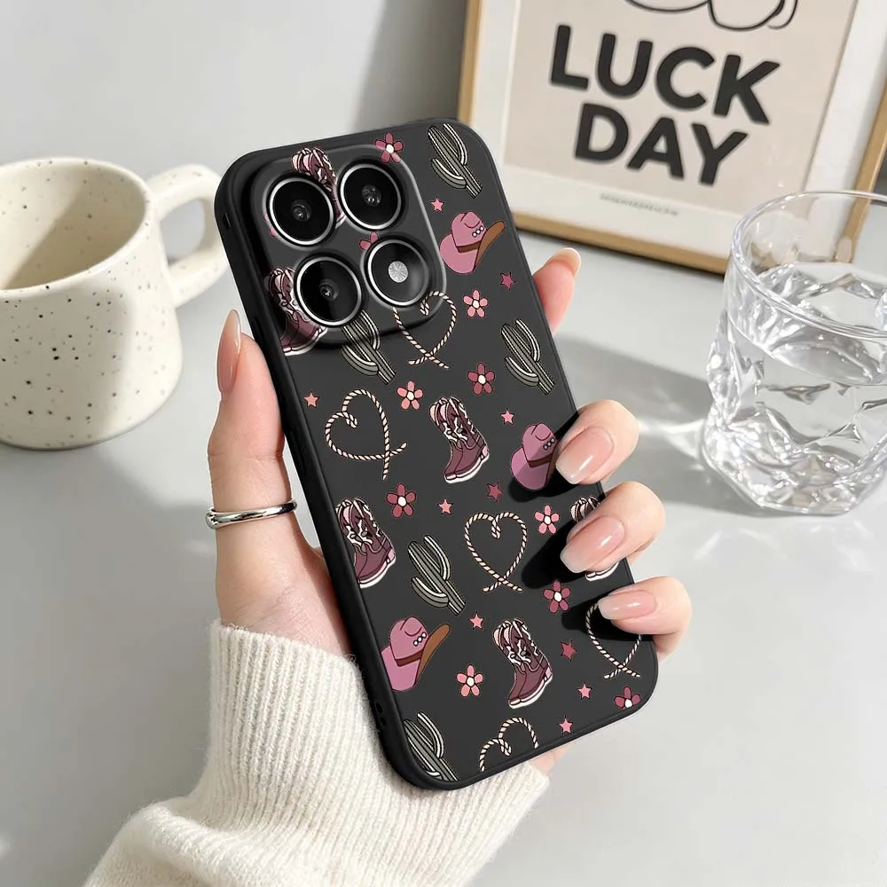 Cowboy Boot Pattern Phone Case For Xiaomi Mi 17 15 15T 14T 14 13 13T 12 12T 12S 11 Lite Pro Ultra 5G Black Soft Cover view 3