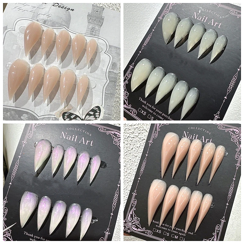 

10PCS Handmade Short Cat Claws Press On Nails Y2K Long Dragon Shape Claw Acrylic False Nail Tips Stickers Fake Nail With Glue