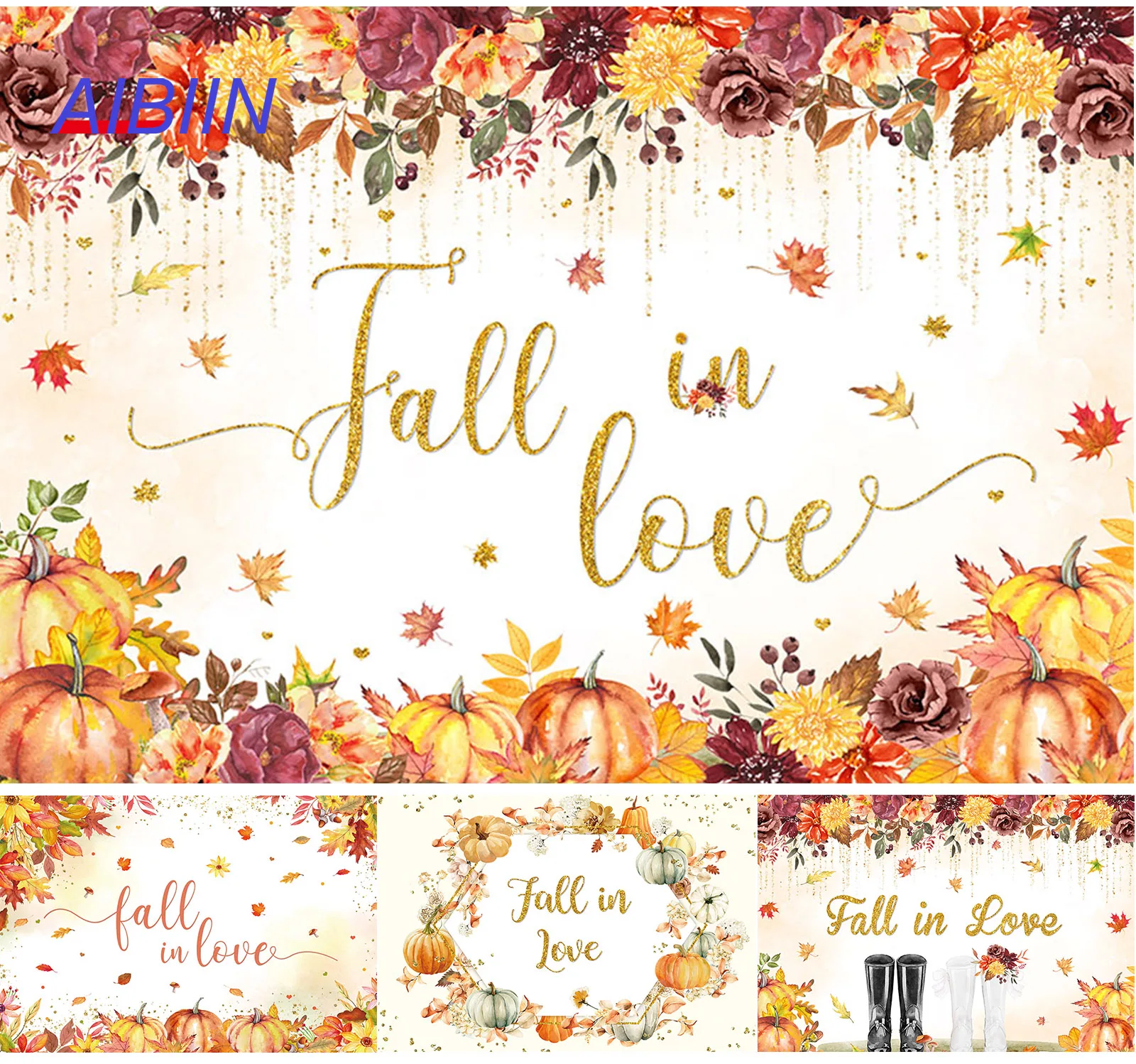 

Fall in Love Backdrop Pumpkin Bridal Shower Photography Background Wedding Miss to Mrs Bride to Be Party Decorations