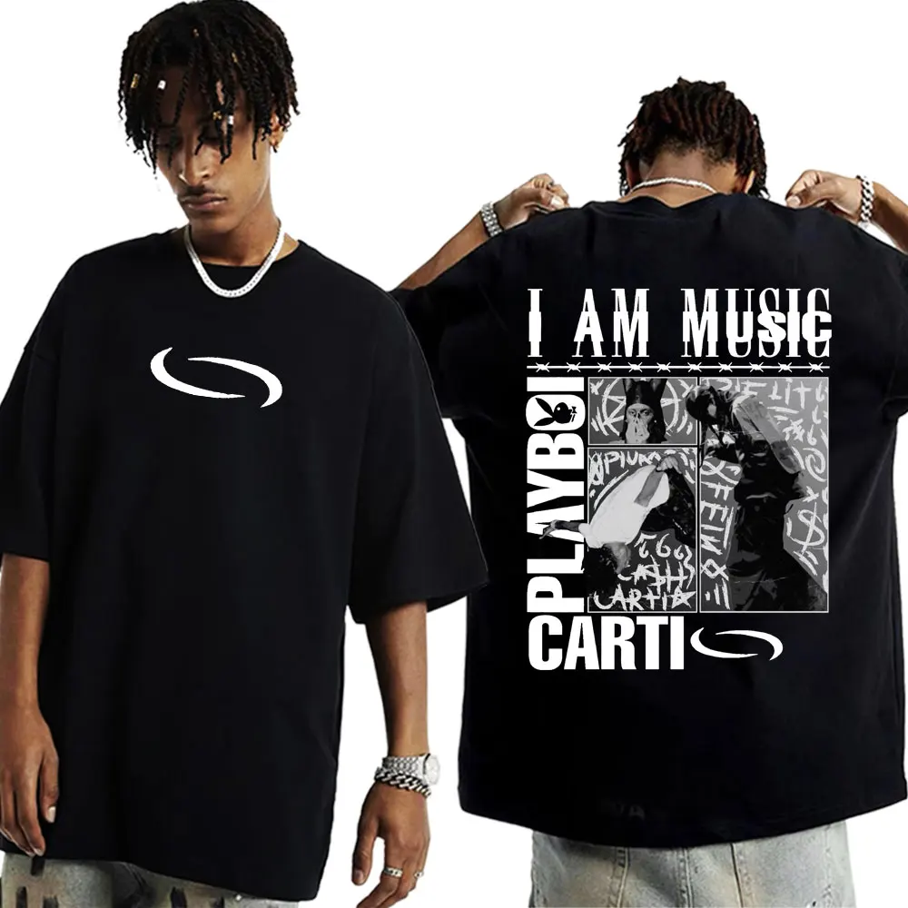 Playboi Carti I AM MUSIC Logo T Shirt Opium Ken Carson Narcissist Tour Antagonist T-shirt Men Fashion 100% Cotton Oversized Tees