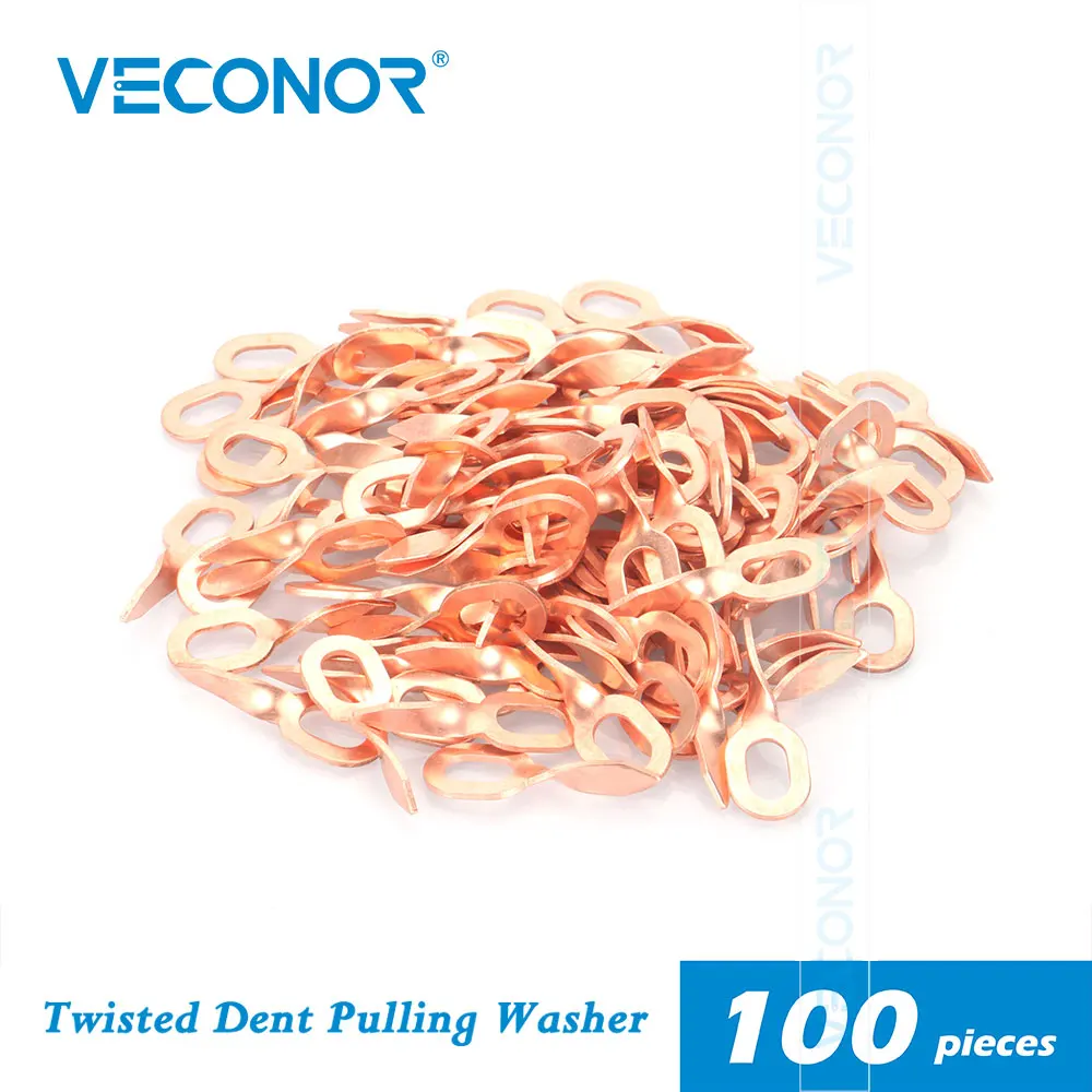 100pcs Twisted Dent Pulling Rings Hook Washer Stud Welding Kit Car Spotter Welder Comsumables Accessories Folded Oval Pull Pads