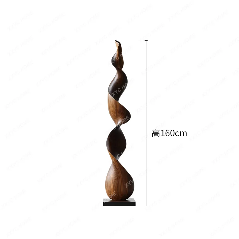 Abstract creative solid wood sculpture floor-to-ceiling ornament living room entrance decorative art installation