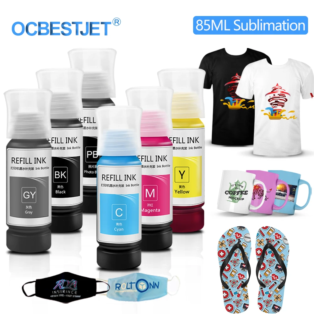 85ml Öko-Tank Sublimation stinte für Epson 011 012 013 014 114 115 552 l8160 l8180 l8168 l8050 ET-8500 ET-8550 T-Shirt Becher glas